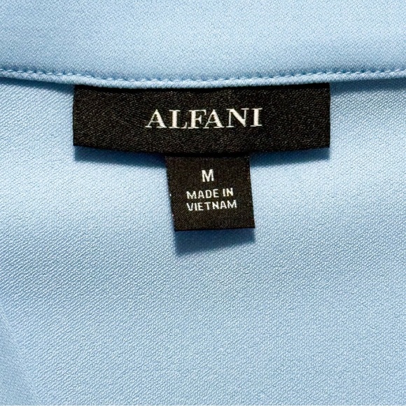 Alfani Blue Infinity Sleeveless V-Neck Blouse Top Medium NWT Office Workwear - Picture 5 of 12